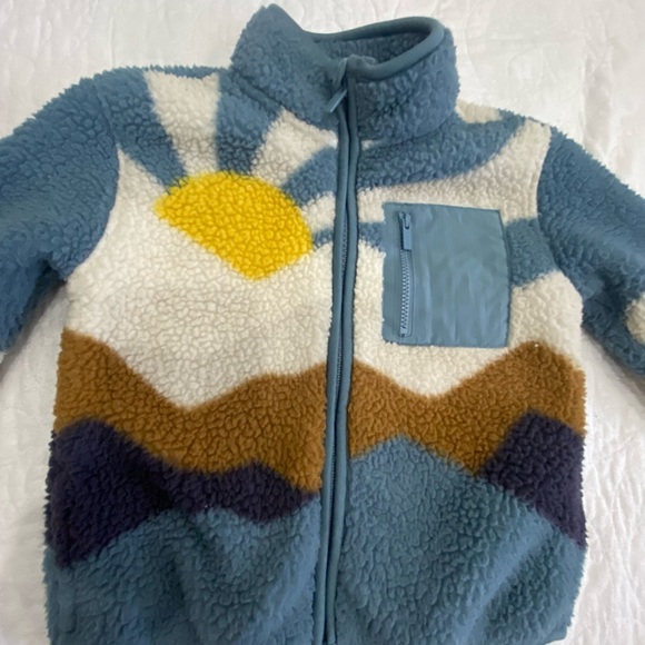 Old Navy Toddler Sherpa Zip Jacket with Sunrise Mountain Design -2T - Picture 2 of 4